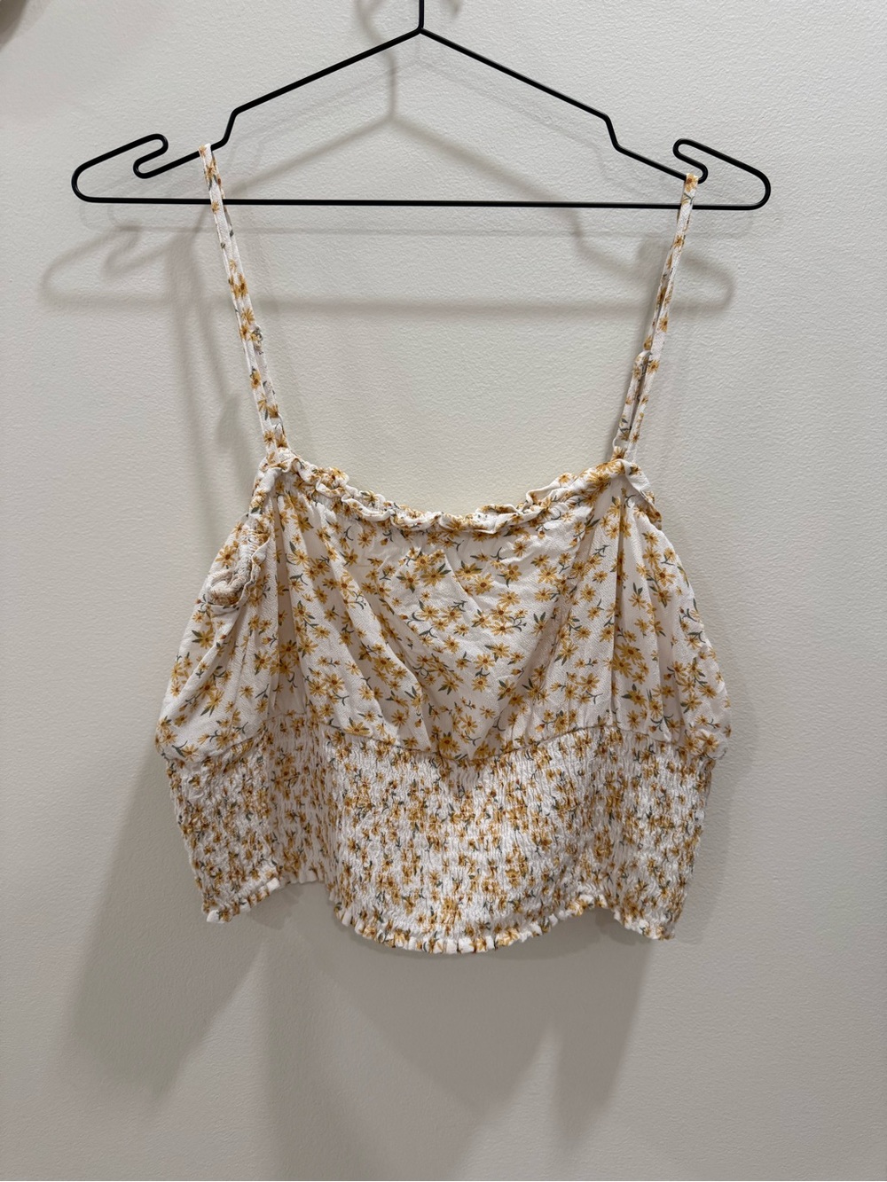 American Eagle Yellow Floral Crop Top Size L